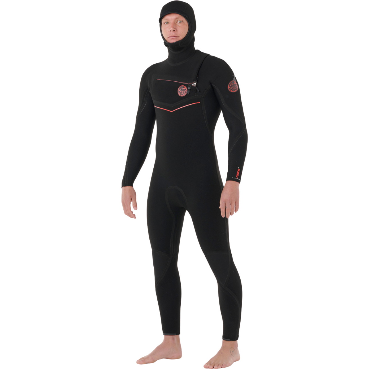 2026 Rip Curl Heren F-Bomb Fusion 4/3mm Borst Ritssluiting Met Capuchon Wetsuit 174MFS - Black